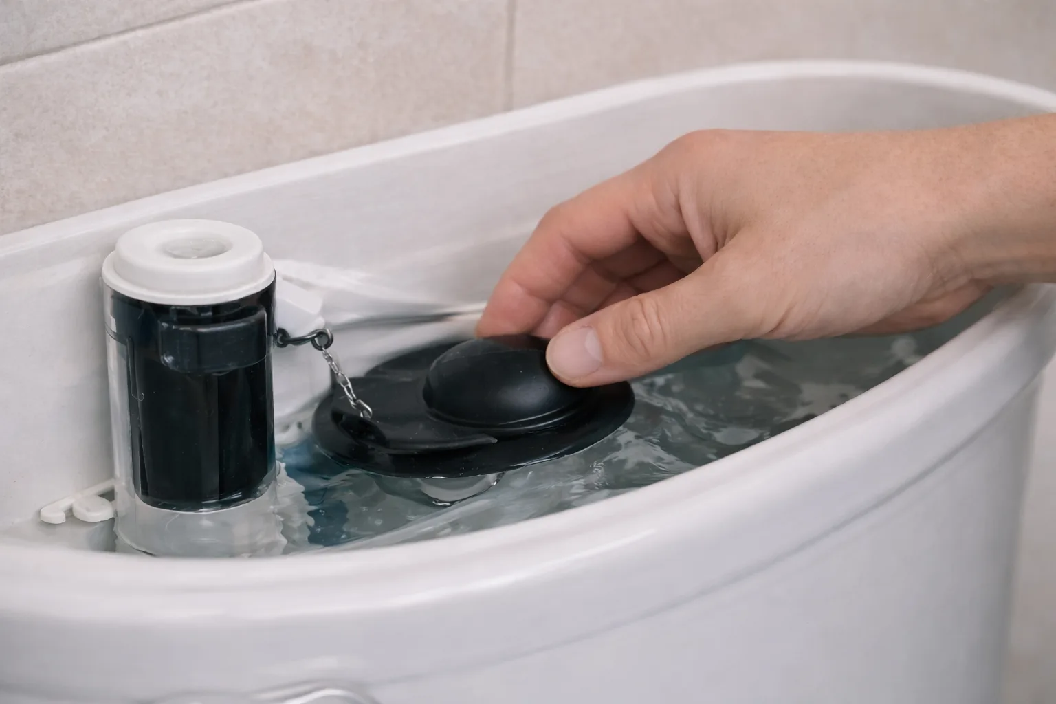 Press the flapper down